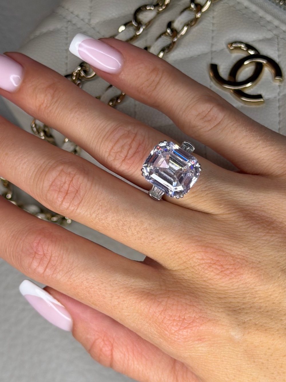 6 Ct Three Stone Emerald Cut Engagement Ring 5 US